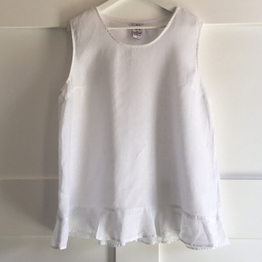Match Point White Linen Sleeveless Top